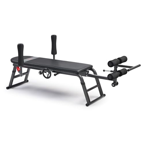 Sunny Health & Fitness No-Hang Traction & Inversion Decompression Table for Back Pain Relief, Adjustable Stretch Bench, 400 LB Capacity - size: 15" Height