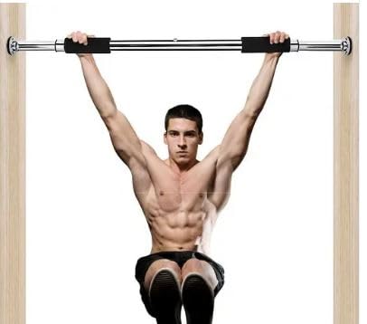 Saini_MEDICOS Pull Up Bars for Home Workout -Chin Up Bar Gym Accessories for Men Door Way Adjustable Hanging Rod Without Screw, Anti-Skid Grip, Strength Training Exercise Bar- Pullup Bar Red Black