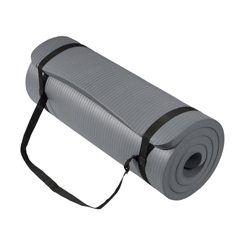 BalanceFrom Yoga Mat, 1-Inch Extra Thick High Density Exercise Mat, Anti-Tear Exercise Yoga Mat with Carrying Strap, Suitable for Various Yoga Exercises, Multiple Colors - color: Graphite Gray