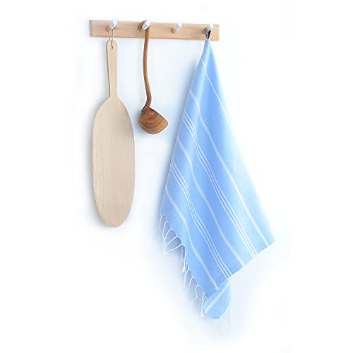 Cacala 100% Turkish Cotton Kitchen Tea Towels, Highly Absorbent Luxury Soft Quick Drying Dish Towel with Hanging Loop for Gym, Yoga, Bath, Sports, Cleaning and Kitchen (23 x 36), Blue - color: Blue