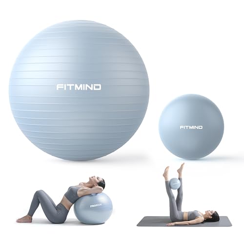 Exercise Balls Set 22-30 Inch & 9 Inch, Small Pilates Ball with Pump, Pregnancy Ball for Women, Yoga Balls for Exercise, Small Exercise Ball for Between Knees, Stability, Physio - color: Blue, size: XL 30" + 9"