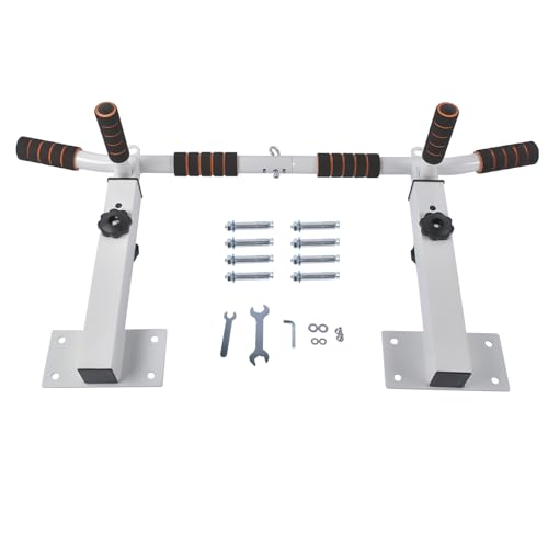 Wall Mounted Pull Up Bar 8635, Heavy Duty Chin Up Bar with 4-Level Height Adjustment, 440 lbs Capacity Home Gym Equipment for Indoor Workout, Black - color: White, size: 36.6 x 6.2 x 18.9-24.4"
