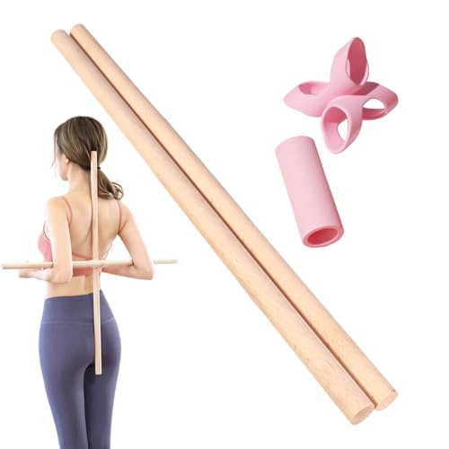 Yoga Stick - 2 Pieces, Strong and Sturdy, Stretching Stick, Hump Corrector Bar | Exercise Equipment for Beginners Professionals Home Office Gym Studio Living Room Bedroom - size: 80cm