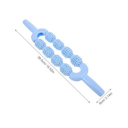 Calf Massager Roller Stick Portable for Muscle Spiky Handheld Leg Muscle Roller for Runners and Athletes Blue 8-Wheel for Workout and Relief