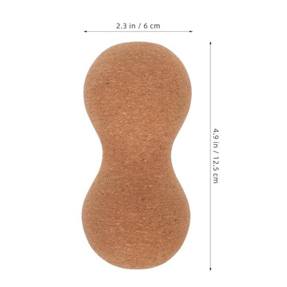 Peanut Dual Massage Ball Cork Wood Mobility Ball Deep Tissue Muscle Roller for Back and Trigger Point Therapy Fitness Exercise and Myofascial Release