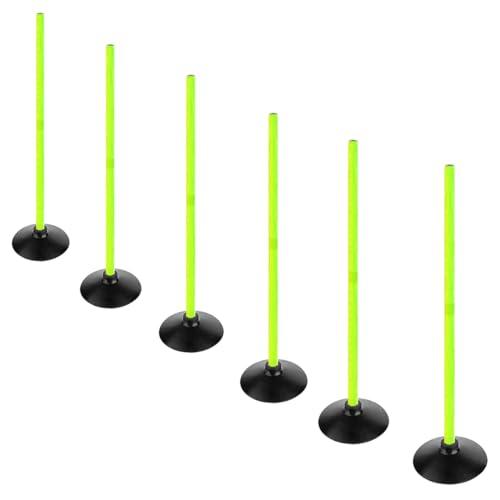 Fluorescent Green Soccer Agility Poles Set Detachable Sports Trainning Speed Pole Slalom Poles with Rubber Base Sport Traning Equipment - color: 3.3 FT, style: Pack of 6