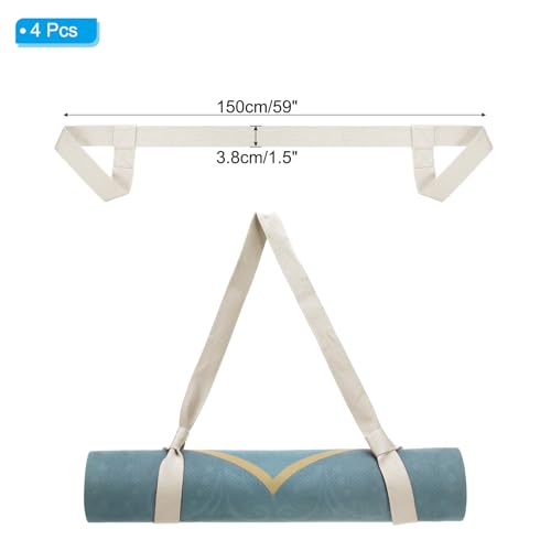PATIKIL Yoga Mat Strap, Adjustable Yoga Mat Carrier Straps Sling Cotton Anti Slip Mat Holder Stretching Band - color: White