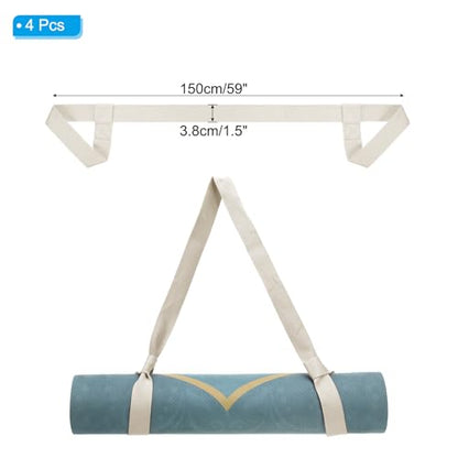 PATIKIL Yoga Mat Strap, Adjustable Yoga Mat Carrier Straps Sling Cotton Anti Slip Mat Holder Stretching Band - color: White
