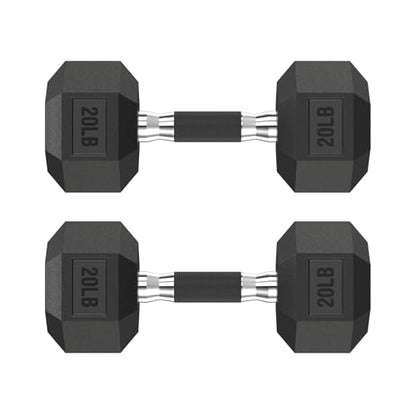 HANDBODE Hex Dumbbell Set 2.5-65 lb, Rubber Encased Hex Dumbbells for Home Gym, Weights Dumbbells Set of 2 Hand Weights for Strength Training & Fitness Exercise - size: 20 lb, Pair, style: Comfort Grip
