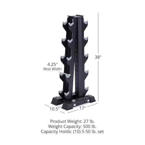 Titan Fitness Vertical Dumbbell Rack, A-Frame Configuration Protective Bumper Cradles, Home Gym Accessories