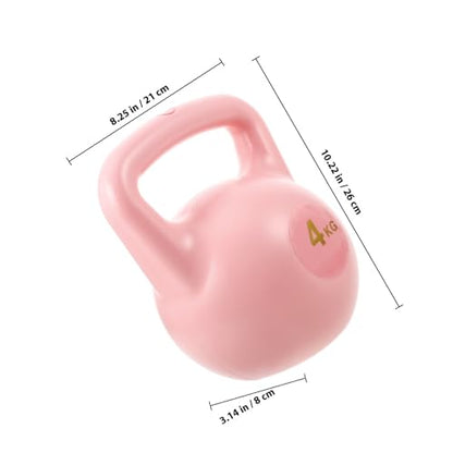 4kg Rose Water-fillable Kettlebell Dumbbell Handheld Fitness Training Kettle Bell for Women Home Workout Arm and Hip Strength Exercise Equipment