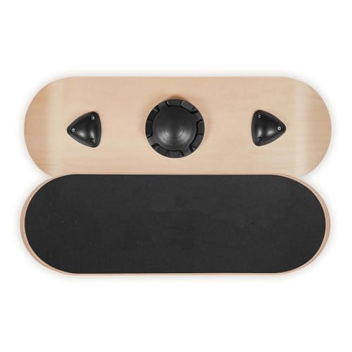 Balance Board Wobble Board, 3-Level Adjustable Wooden Trainer for Adults - Standing Desk, Workout, Yoga - Slip-Resistant Base - Home Gym Equipment