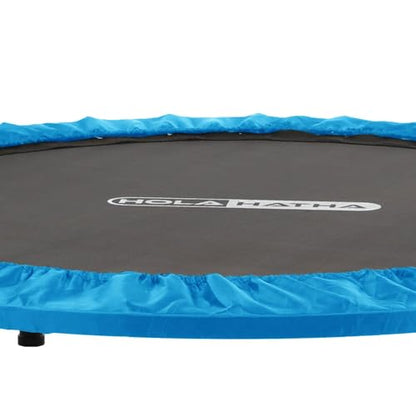 Portable Foldable Mini Trampoline Fitness Rebounder with 5 Level Adjustable Handle, Supports up to 440 Pounds, 48-Inch, Blue