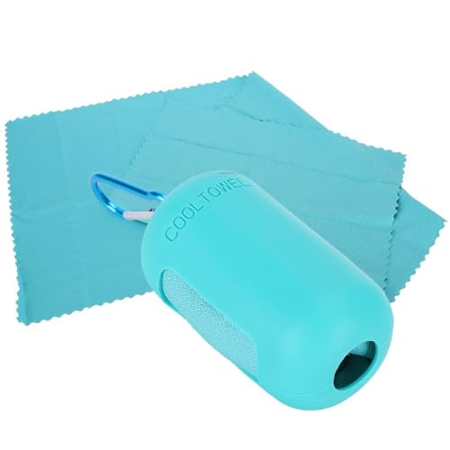 Microfiber Cooling Towel with Silicone Case Breathable and Absorbent Quick-Dry Sport Towel for Gym, Running & Travel(Blue) - color: Blue