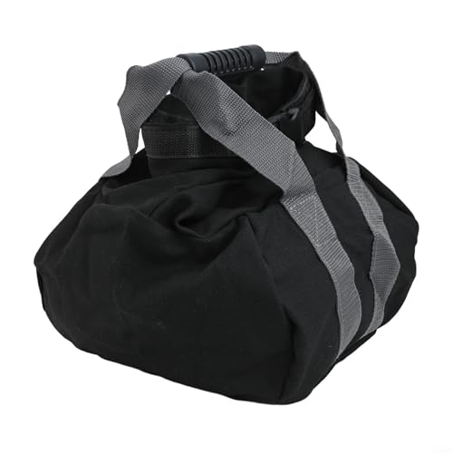 Adjustable Canvas Kettlebell Sandbag with Handle and Tight Closure Black 10x9.8x6.7 inch for Home Gym Fitness Yoga Strength Exercise