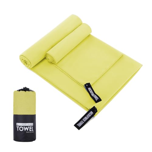 Microfibe Sports Towels Quick Dry Towel Lightweight Microfiber Travel Towels w/Bag - Fast Drying Towel Set, for Beach, Gym, Sports, Yoga & Swim Use, Yellow16x32 inch(1Pcs)