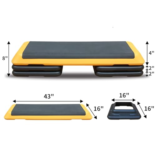 Adjustable Aerobic Stepper Workout Step with 4 Risers Fitness & Exercise Platform Trainer