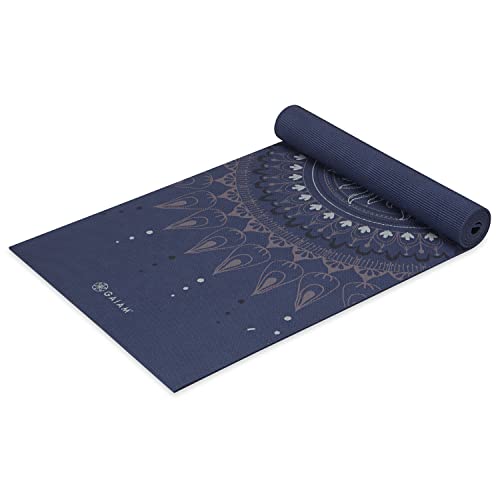 Gaiam Yoga Mat - Premium 6mm Print Extra Thick Non Slip Exercise & Fitness Mat for All Types of Yoga, Pilates & Floor Workouts (68"L x 24"W x 6mm Thick) - color: Here & Now