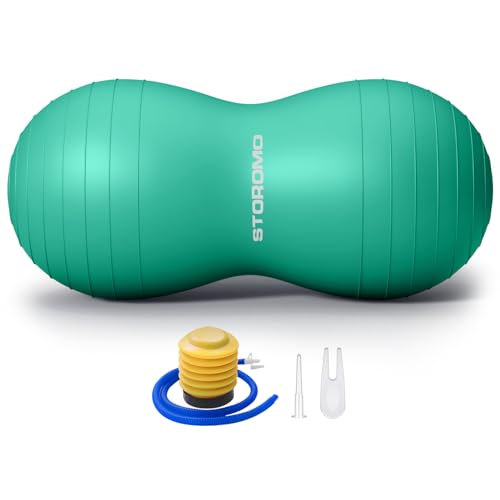 Anti-Burst Peanut Ball,Kids Active Wiggle Seat,for Labor, Therapy, Kids with ADHD – Eco-Friendly Birth Ball for Pregnancy, Physical Therapy & Exercise– with Pump - color: Green, size: 39x20 inch (100x50cm)
