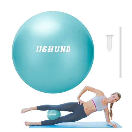 jjshund Pilates Ball, 9,8 Inch Small Exercise Mini Soft Workout Yoga Ball with Exercise Guide, for Home Gym Yoga, Pilates, Core Training, Workout, Balance, Stability - color: Teal, size: 25 cm