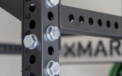XMark Viper Half Power Rack, Squat Rack with Multi-Grip Pull Up Bar and Olympic Weight Plate or Bumper Plate Storage for Commercial Gyms or Home - style: Olympic Plate Storage