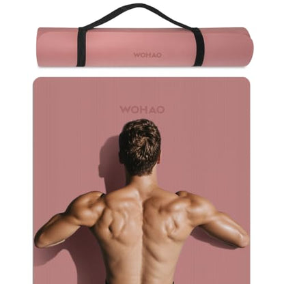 Extra Wide & Thick 8mm Yoga Mat, 72"x31.5" - color: Dull Pink