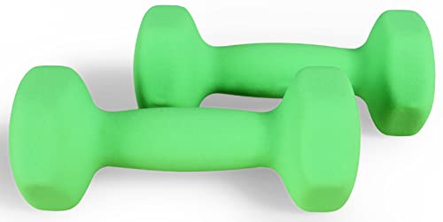Fitvids Neoprene Dumbbell Hand Weights, Anti-Slip, Anti-roll, Hex Shape Colorful, Pair or Set with Stand - style: (3-Pound, Pair)