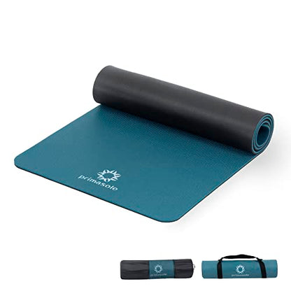 PRIMASOLE Yoga Mat Eco-Friendly Material 1/2 inch Non-Slip Yoga Pilates Fitness at Home & Gym 4 Colors with Carrying Case & Strap - color: Jango Green & Black