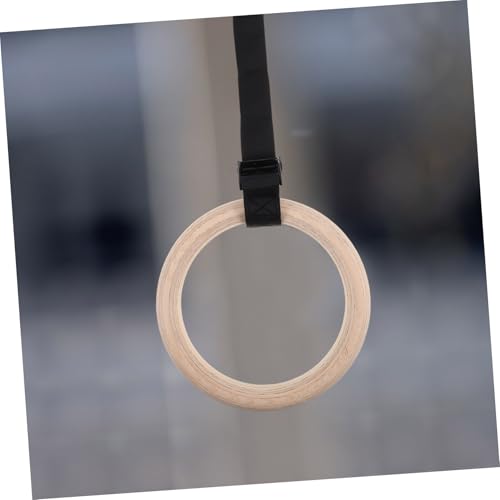 POPETPOP Wooden Gymnastics Rings with Adjustable Straps Versatile Fitness Equipment for Bodyweight Training Home Workouts and Strength Conditioning Durable Design for Enhanced Performance