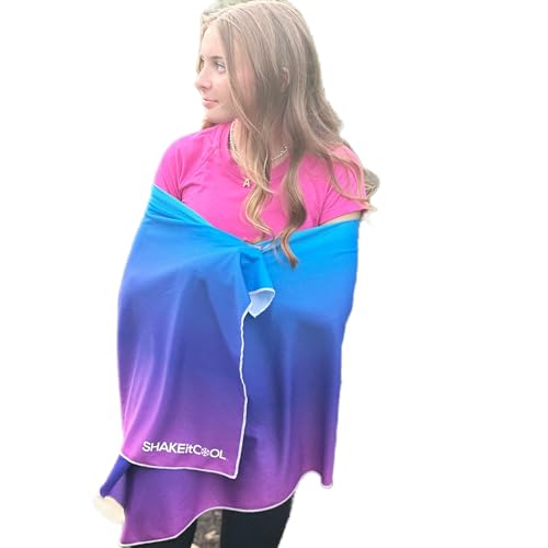 Large Cooling Shawl - Instant Heat Relief for Outdoor Events - color: Blue Purple Ombre