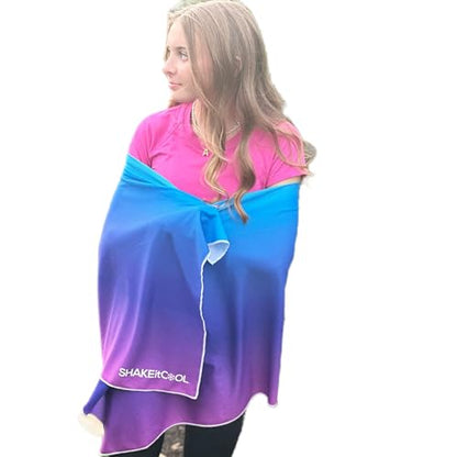Large Cooling Shawl - Instant Heat Relief for Outdoor Events - color: Blue Purple Ombre