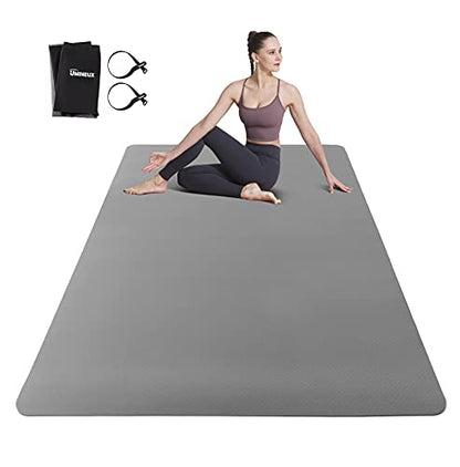 UMINEUX Large Yoga Mat for Men and Women 1/4 & 2/5 Inch Extra Thick TPE Fitness Mat for Home Gym Workout, Non-Slip, Eco Friendly Exercise Mat for Yoga, Pilates, Stretching, Meditation