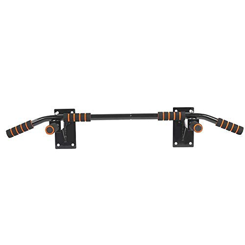 Professional Wall Mount Pull Up Bar Heavy Duty Chin Up Bar Strength Training Equipment for Home Gym Black Steel Construction with 6 Comfort Foam Grips