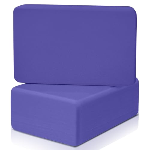 Yoga Blocks 2 Pack 3x6x9IN Foam Block Supportive Latex-Free with Rounded Edges, Non-Slip Exercise Blocks for Pilates, Meditation, Balance, Stretching and Deep Poses - color: 2Pack-RC-Purple