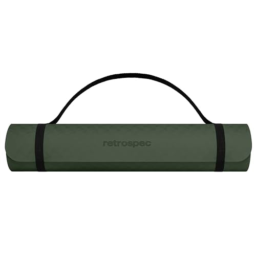 Retrospec Zuma Yoga Mat 6mm Thick Non-Slip TPE Exercise Mat | Cushioned Workout Mat for Yoga Pilates and Home Stretching | 72 x 24 with Carrying Strap