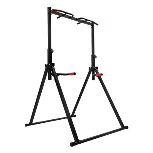 Power Tower Pull Up Dip Station,Durable Height Adjustable Multifunction Workout Pull Up Tower Station, Gym Strength Training Equipment for Home Outdoor,Triangular Legs,Support 440lbs