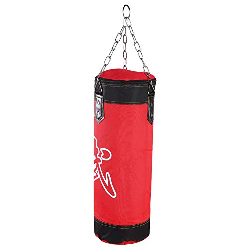 Tbest Heavy Boxing Punching Bag, Empty Sandbag Hanging Punching Bag Training MMA Kickboxing Muay Thai Boxing Sandbag Hook Kick Sandbag for Kid Adult - color: Red, size: 60CM