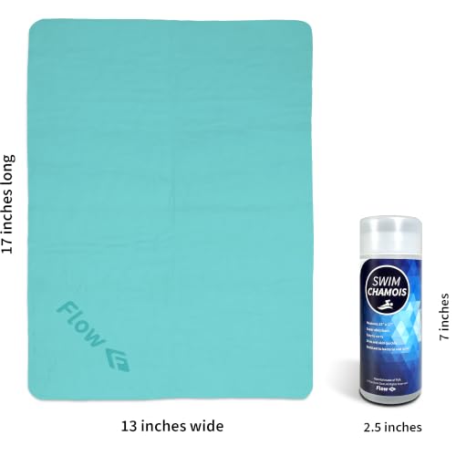 Flow Swim Chamois - Quick Dry Towel for Swimming, Diving, Triathlons, and Other Water Sports (Aquamarine) - color: Aquamarine