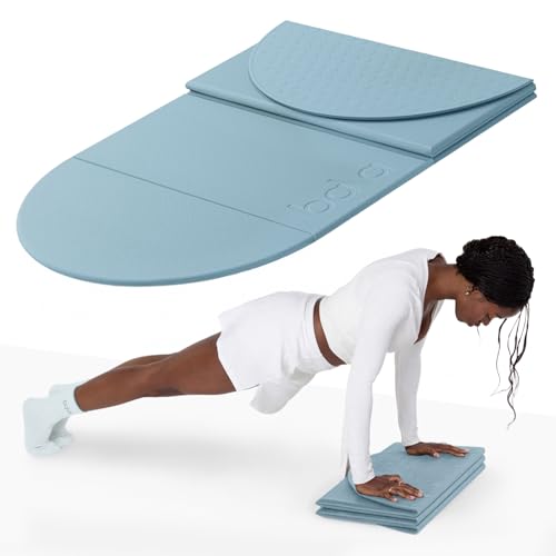 Bala Compact Workout Mat for Gym - 12MM Thick Slip-Resistant, Sweat Absorbing, & Foldable Yoga Mat for Pilates, Core Training & Exercise - Home Fitness Essentials for Women & Men - Travel-Friendly