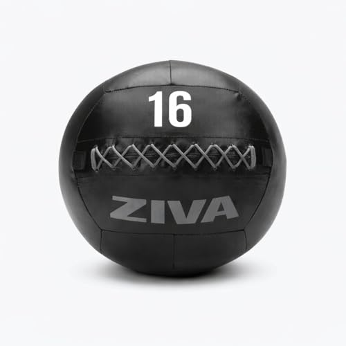 ZIVA Soft Wall Ball – Highly Durable Weighted Exercise Medicine Slam Ball for Strength and Conditioning Workout - Multiple Color, Weight Available - color: 16lb - BKGY