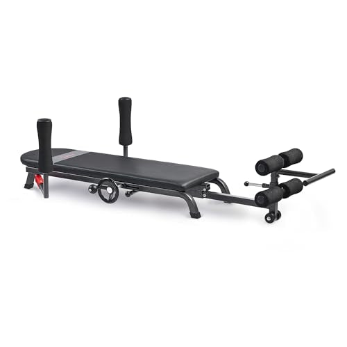 Sunny Health & Fitness No-Hang Traction & Inversion Decompression Table for Back Pain Relief, Adjustable Stretch Bench, 400 LB Capacity