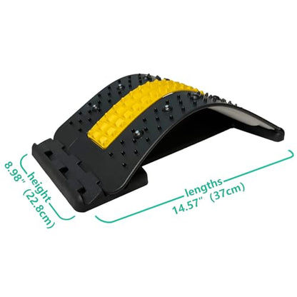 Back Stretcher with Lumbar Support for Back Pain Relief - Dual-Sided 3-Level Adjustable Spinal Decompression lumbar board (Yellow) - color: Yellow