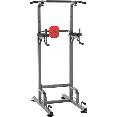 RELIFE REBUILD YOUR LIFE Power Tower Pull Up Bar Station Workout Dip Station for Home Gym Strength Training Fitness Equipment - color: Silver