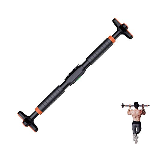 Doorway Pull Up/Chin Up Bar No Screw Installation Adjustable Width Fitness Workout Bar Home Gym Equipment with Anti-Slip Mat & Spirit Level Design Smooth and Safe Use, Supports to 400Kg