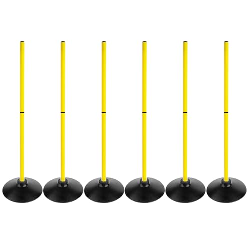 Soccer Agility Poles Set Detachable Sports Trainning Speed Pole Slalom Poles with Rubber Base Sport Traning Equipment - color: Pack of 6, style: 3.3 FT