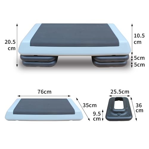 Exercise Aerobic Step Platform,Adjustable Height Fitness Stepper Stackable Risers, Aerobics Stepper Workout Stepper for Gym Home Cardio Strength & Training - color: Gray-2 Risers