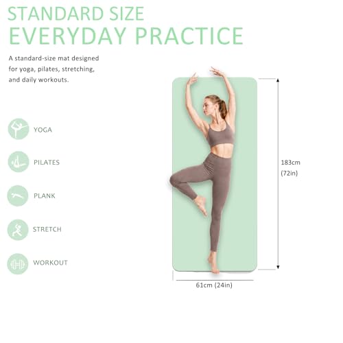 Thick TPE Yoga Mat for Beginners, Non-Slip Cushioned Yoga Mat with Carrying Strap for Pilates, Stretching and Home Workout