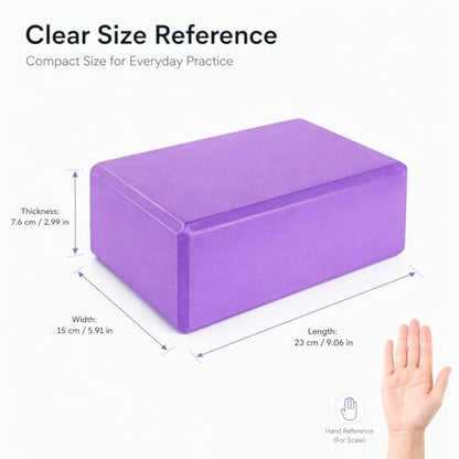 High Density EVA Foam Yoga Block Support and Stability for Stretching, Workout, Pilates at Home and Gym - color: Purple