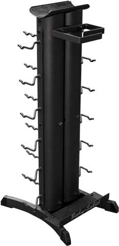 Body-Solid Vertical Gym Organizer Package with Lat and Curl Bar, Revolving Bars, Tricep Pressdown and Handles, Compact Storage Rack for 20 Handles & Straps, Home Accessories Organization - style: Rack Only
