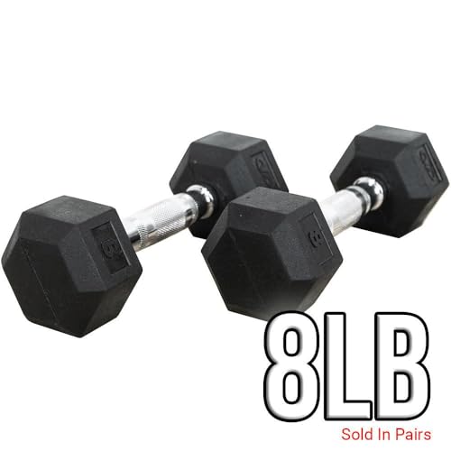 Valor Fitness Rubber Hex Dumbbell Free Weights for Home Gym Workout Equipment for Strength Training